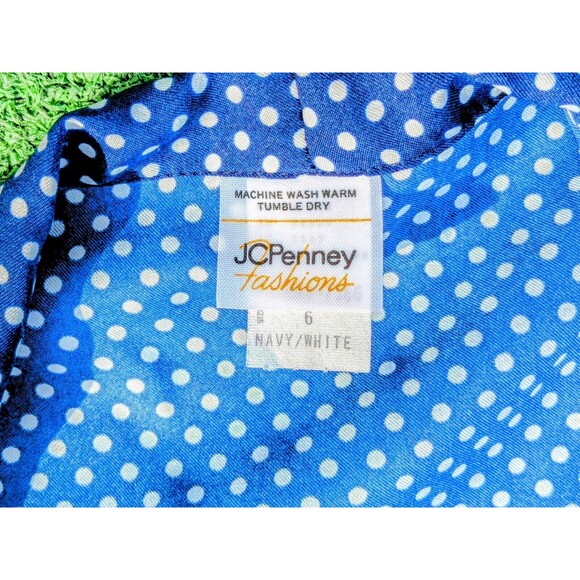 Vintage JCPenny Women's Med Polka Dot Ribbon Accent V-Neck Button-Up EUC - Picture 5 of 5